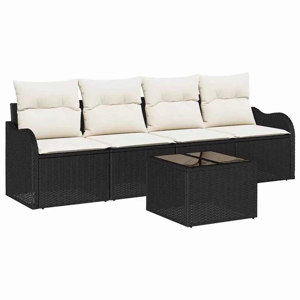 Set Divano Da Giardino 5 Pcs Nero Poly Rattan - Vidaxl