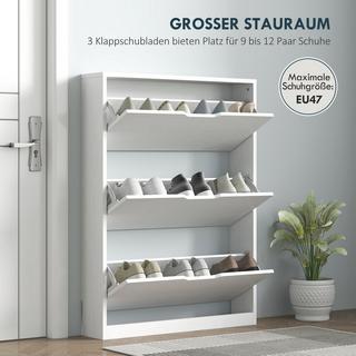 Northio Armoire à chaussures avec 3 abattants, étagère à chaussures, bascule-chaussures, coffre à chaussures étroit pour 9-12 paires de chaussures 80 x 17 x 108 cm, blanc Aosom  