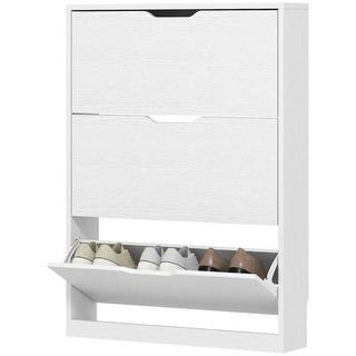Northio Armoire à chaussures avec 3 abattants, étagère à chaussures, bascule-chaussures, coffre à chaussures étroit pour 9-12 paires de chaussures 80 x 17 x 108 cm, blanc Aosom  