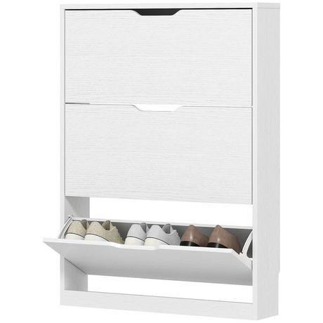 Northio Armoire à chaussures avec 3 abattants, étagère à chaussures, bascule-chaussures, coffre à chaussures étroit pour 9-12 paires de chaussures 80 x 17 x 108 cm, blanc Aosom  