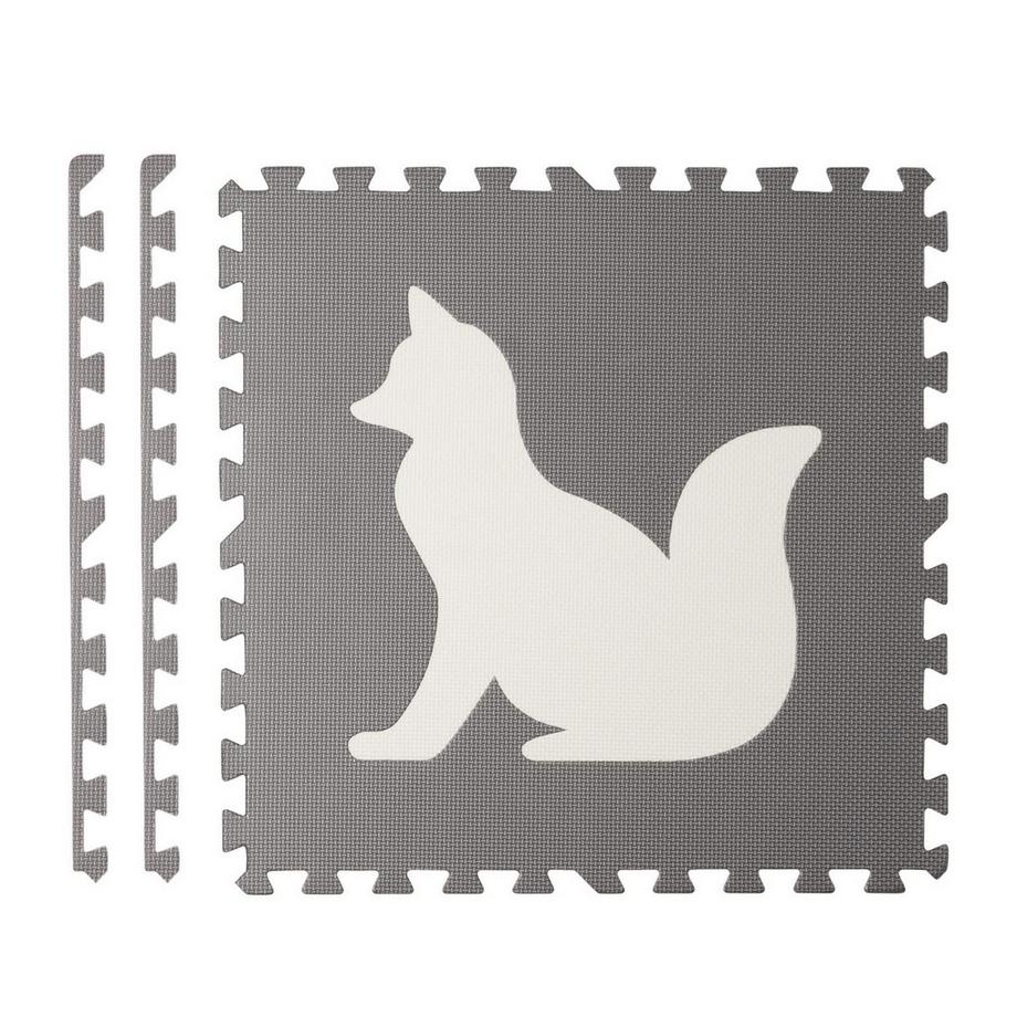 B2X  Große Schaumstoffmatte, Puzzle, Tiermotiv in Weiß und Grau, 6-tlg 