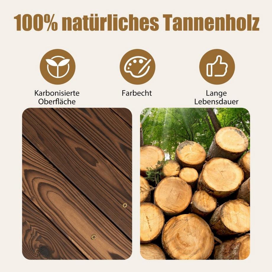 Northix  1.7 m lange Gartenbrücke aus Holz Dekorativer Teichsteg mit Absturzsicherung 180 kg Belastbar 