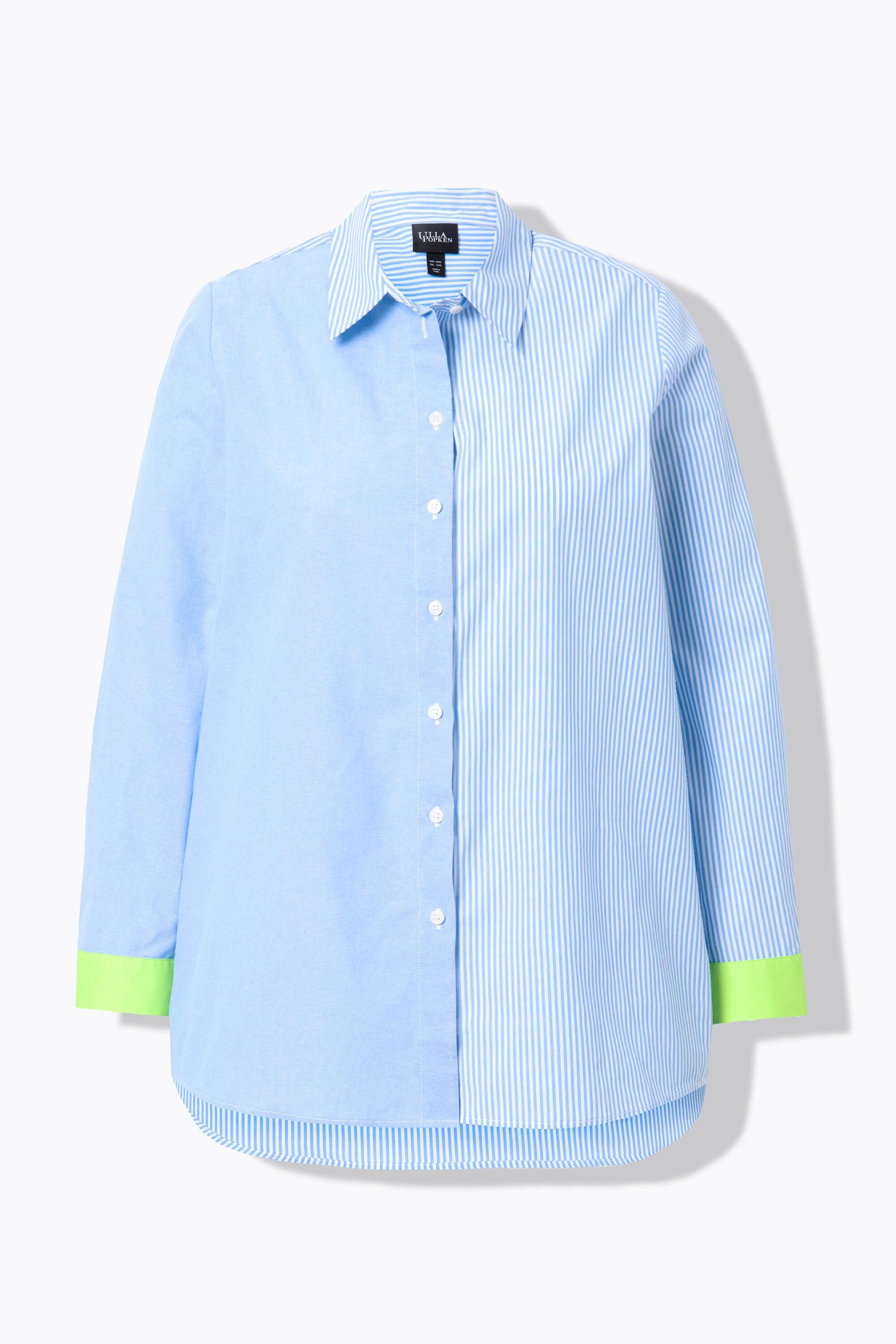 Ulla Popken  Blusa con effetto patchwork, collo da camicia e polsini fluo 