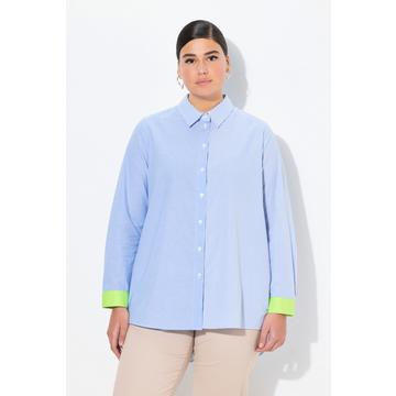 Blusa con effetto patchwork, collo da camicia e polsini fluo