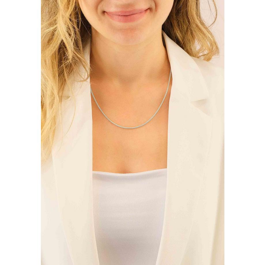 MUAU Schmuck  Collier Zopf Weissgold 375, 1.65mm, 40cm 