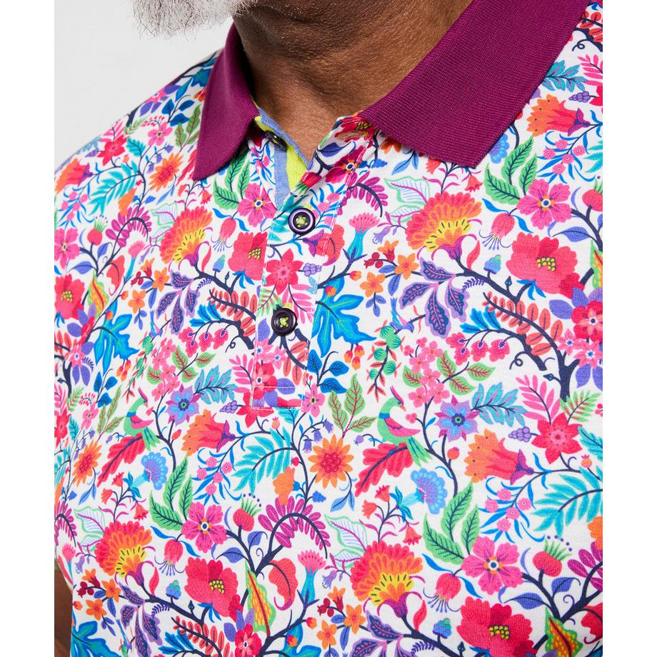 Joe Browns Poloshirt mit Blumenmuster und Kontrastkragen  