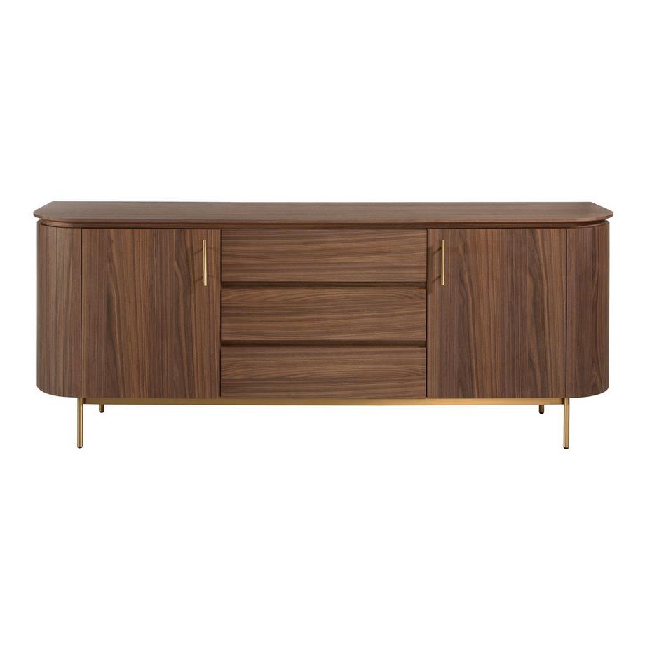 ANGEL CERDA Sideboard Nussbaum und goldener polierter Stahl  