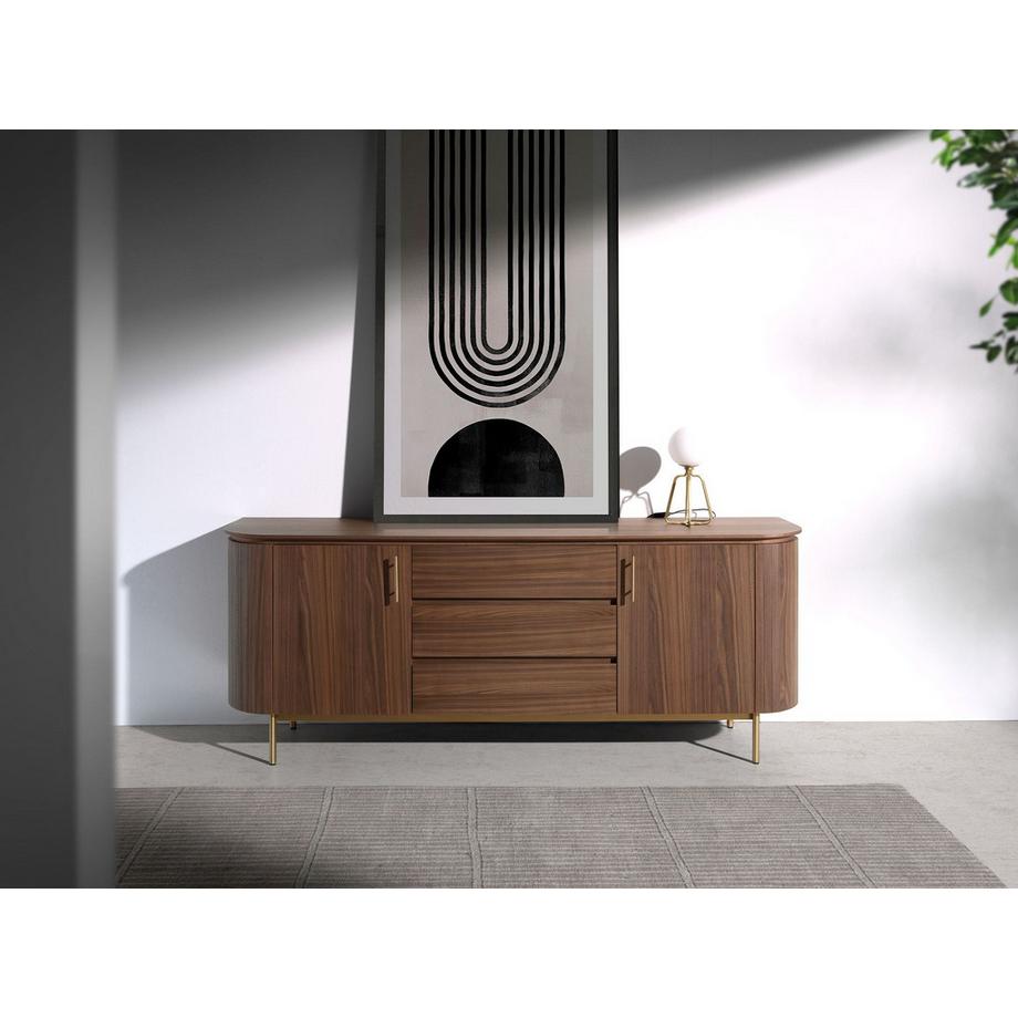 ANGEL CERDA Sideboard Nussbaum und goldener polierter Stahl  