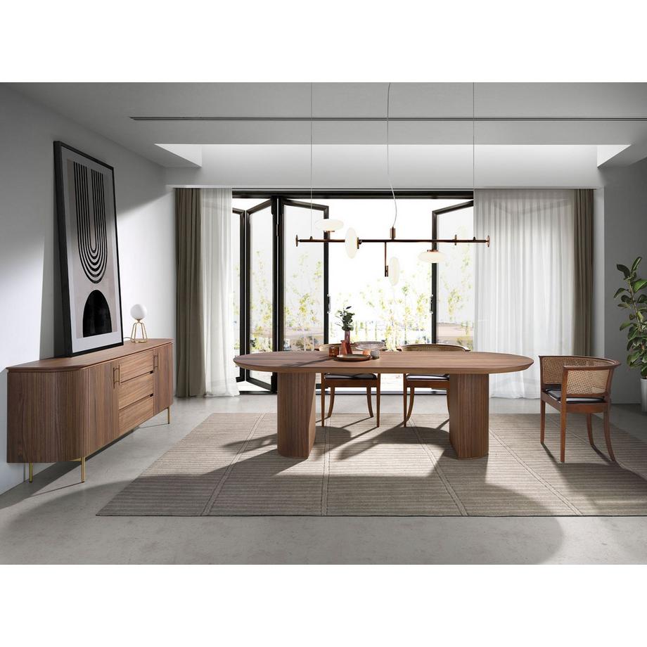 ANGEL CERDA Sideboard Nussbaum und goldener polierter Stahl  