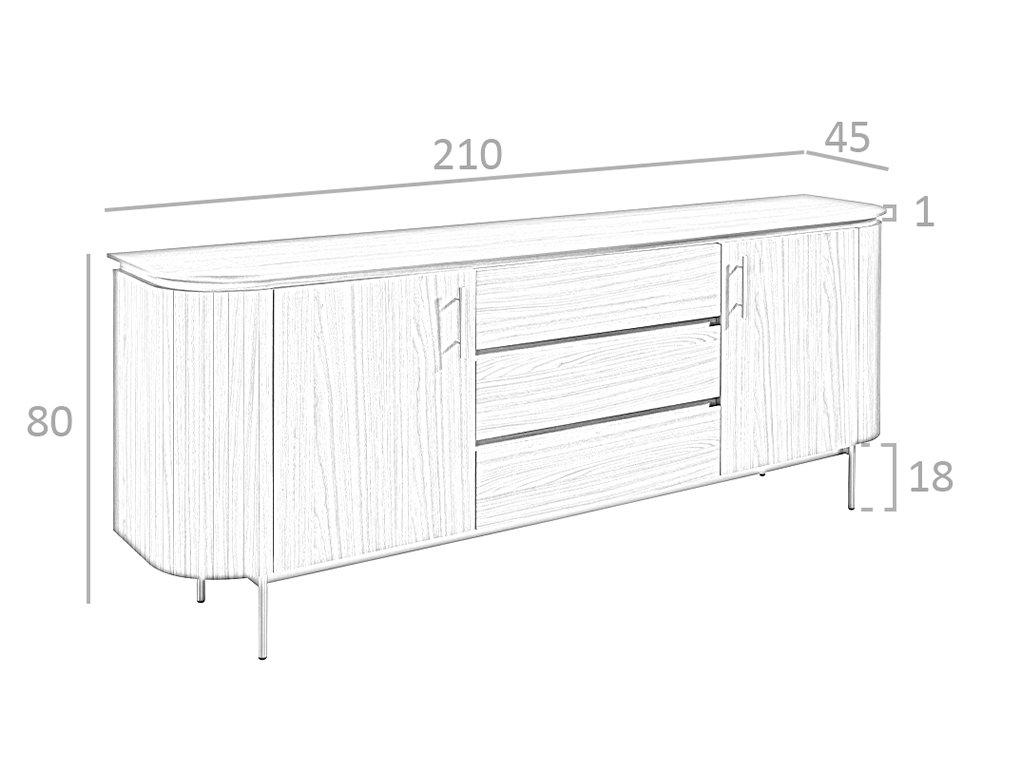 ANGEL CERDA Credenza in legno noce e acciaio dorato  