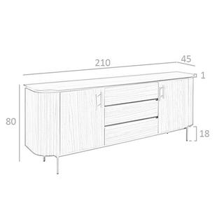 ANGEL CERDA Credenza in legno noce e acciaio dorato  