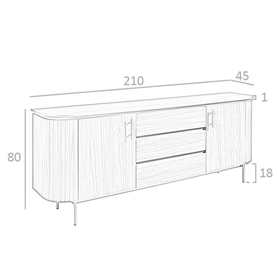 ANGEL CERDA Sideboard Nussbaum und goldener polierter Stahl  