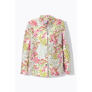 Ulla Popken  Jacquard-Jacke, Blüten, Stehkragen, Komplettfutter 