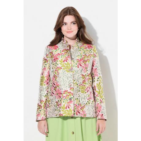 Ulla Popken  Jacquard-Jacke, Blüten, Stehkragen, Komplettfutter 