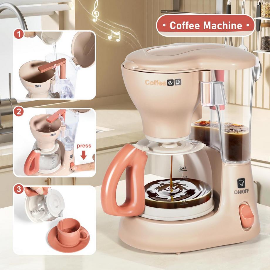 Activity-board  Accessoires de cuisine pour enfants avec machine à café, mixeur cuisine pour enfants, grille-pain et tablier 