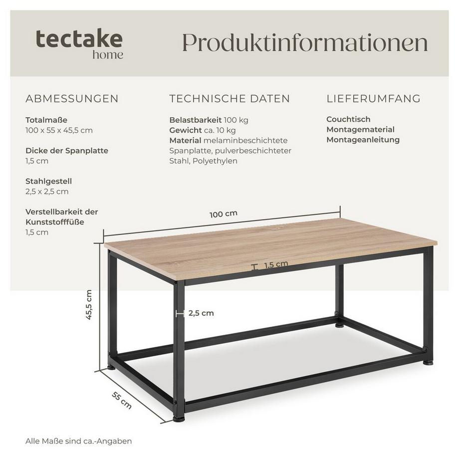 Tectake Table basse salon LYNCH style industriel  