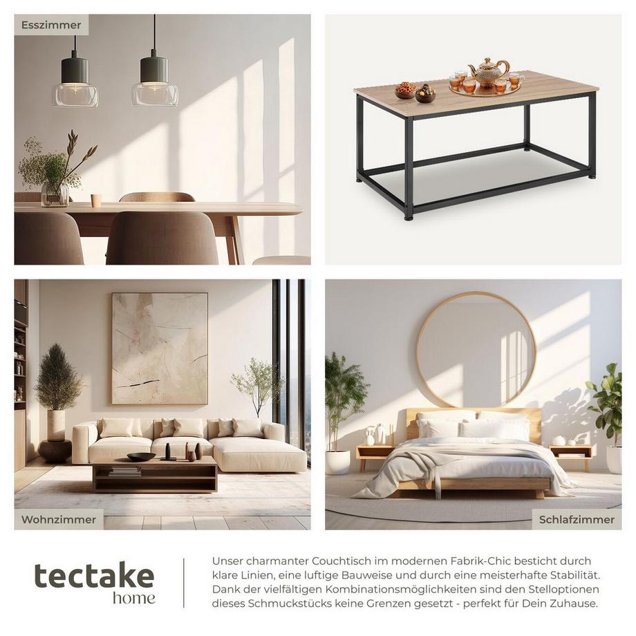 Tectake Couchtisch Lynch Industrial Style Holz und Stahl  