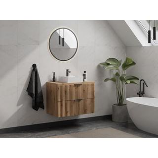Vente-unique Mobile sotto lavabo sospeso scanalato con piano di appoggio L80 cm Naturale chiaro - ZEVARA  