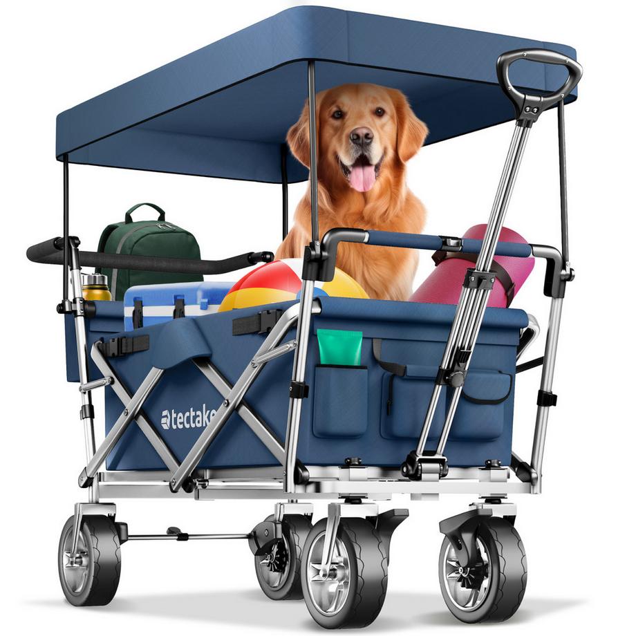 Tectake  Bollerwagen Nico faltbar, mit Dach mit Kunststoffrädern 