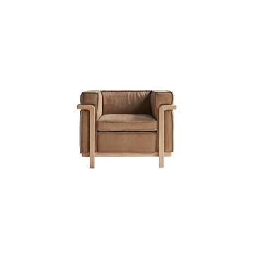 Fauteuil en chêne massif et cuir Cheyenne Cobbelwood