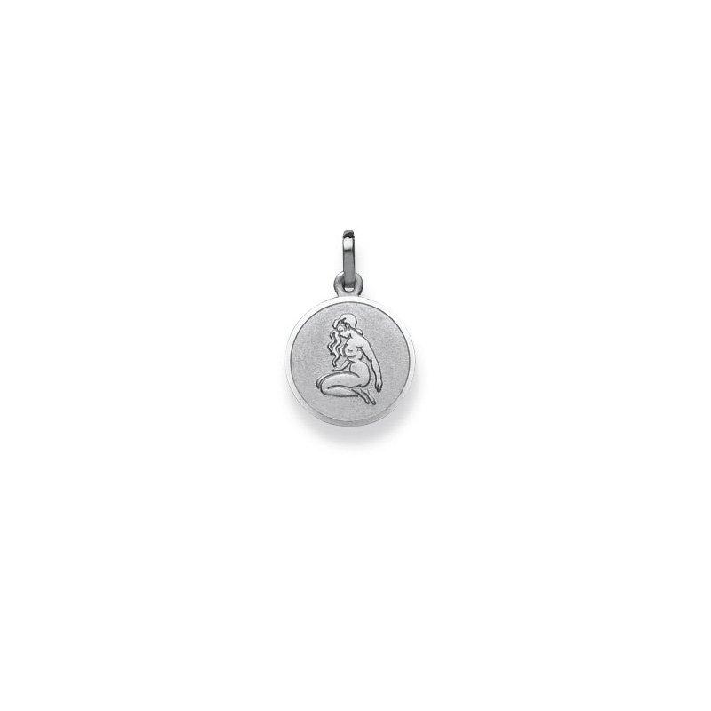 MUAU Schmuck  Pendentif signe du zodiaque vierge en or blanc 750, 19x12mm 