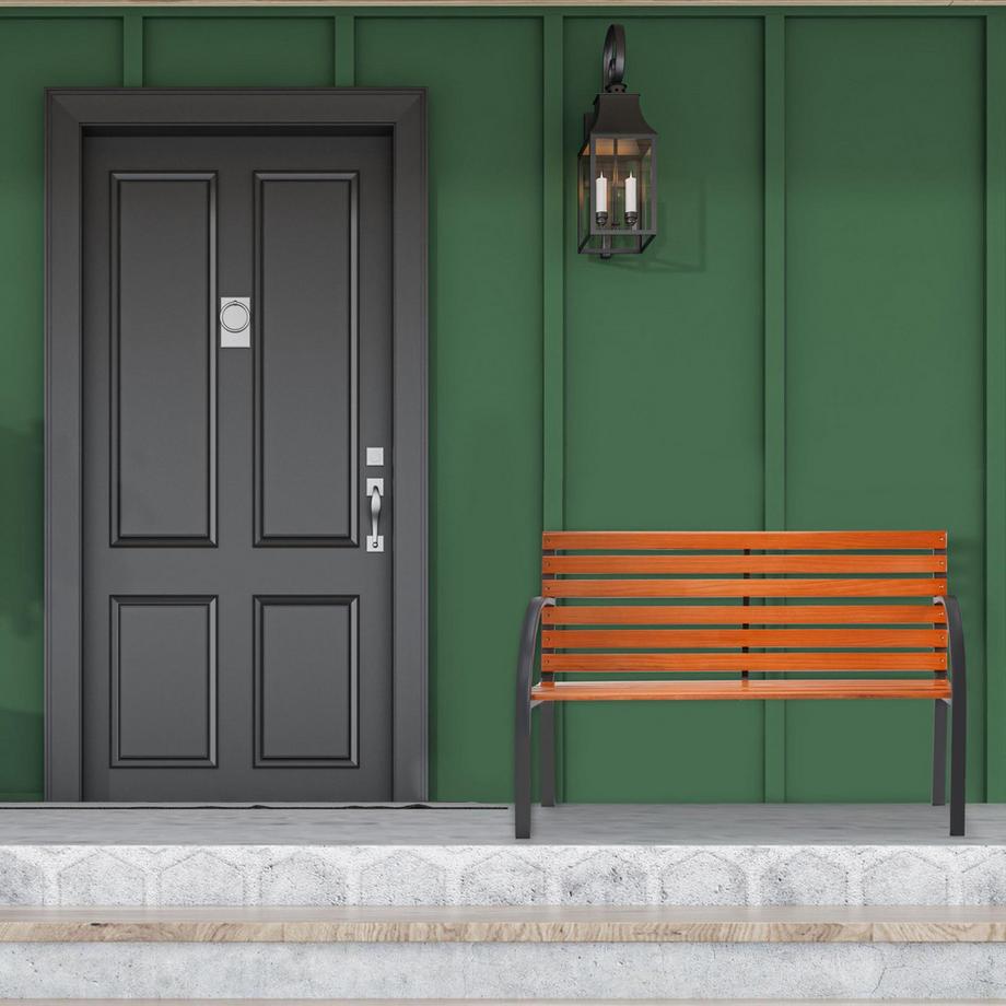 B2X Gartenbank Stahlrahmen & Holz dunkelbraun  