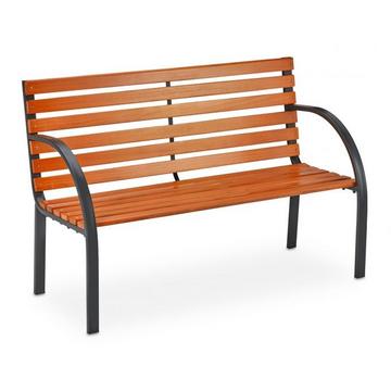 Banc de jardin structure acier & bois marron foncé