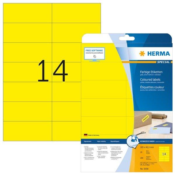 HERMA HERMA Etiketten Special 105×42,3mm 5058 gelb 280 Stück  