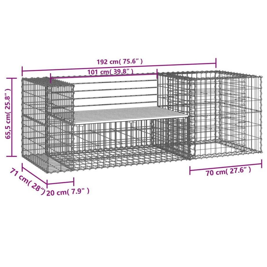 VidaXL Banc de jardin avec panier en gabion bois de pin  