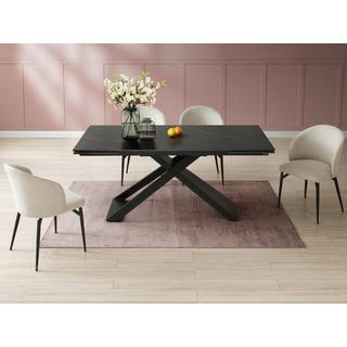 Maison Céphy Table à manger extensible 6 à 10 personnes en céramique, verre trempé et métal - Effet marbre noir - XERENA de Maison Céphy  