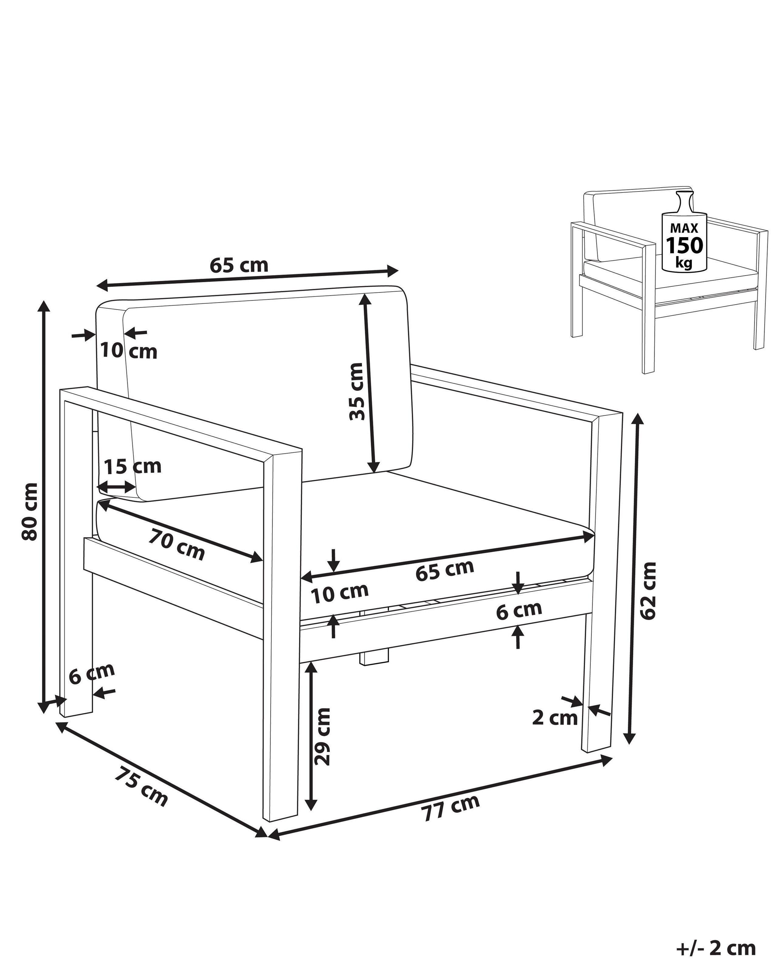 Beliani Fauteuil de jardin en Aluminium Industriel SALERNO  