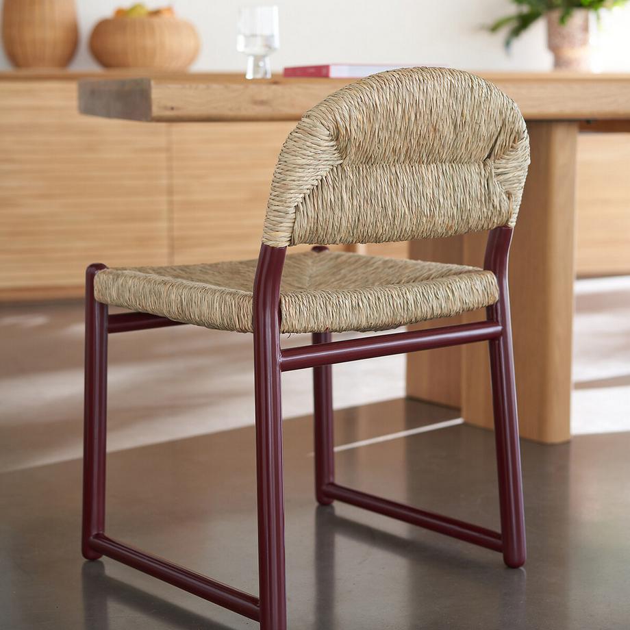 AM.PM Chaise en chêne massif laqué et paille  