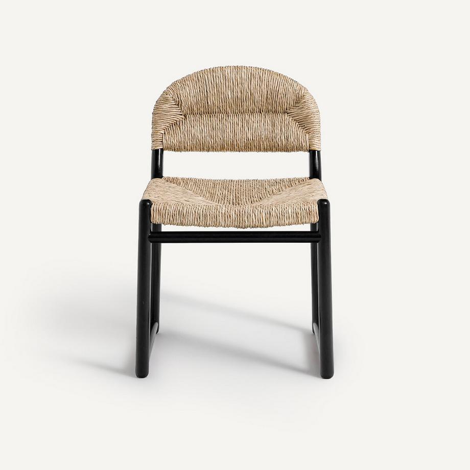 AM.PM Chaise en chêne massif laqué et paille  