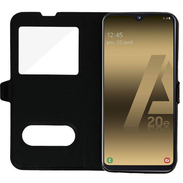 Avizar  Étui Galaxy A20e double Fenêtres Noir 