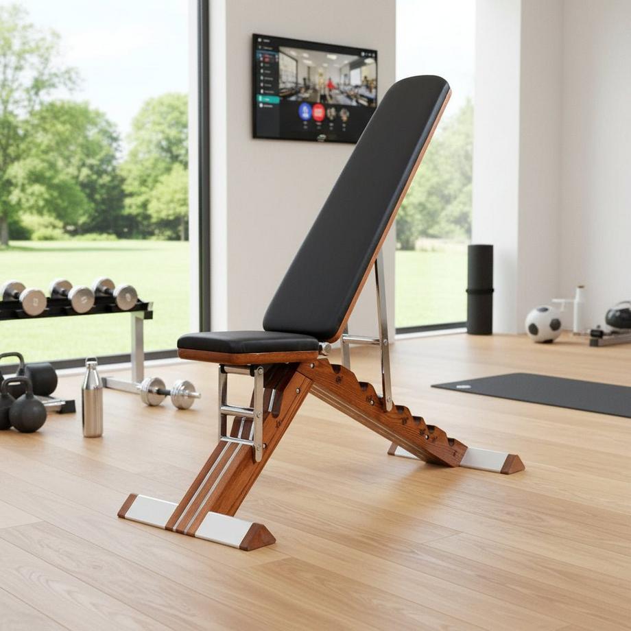 TWHEELS  Banc de musculation réglable en chêne rouge 