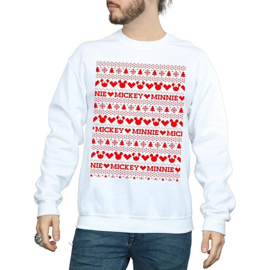 Disney Mickey Minnie Motif Noël Sweatshirt  