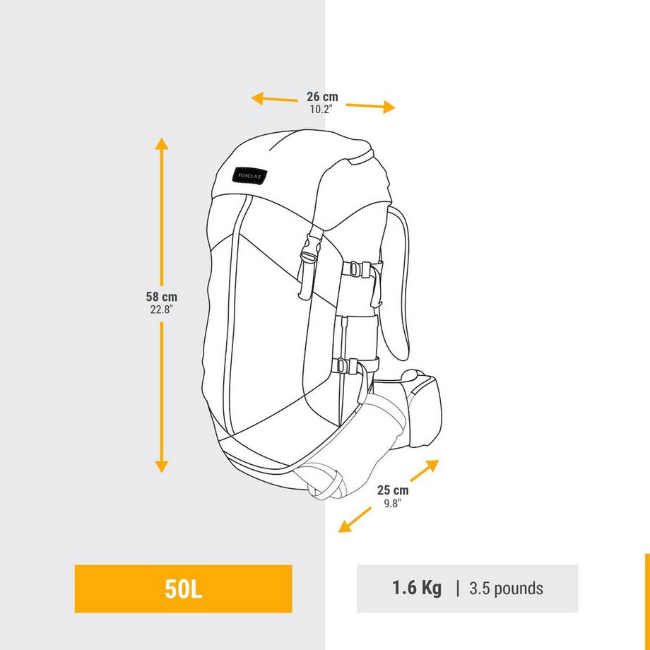 FORCLAZ Trek 100 Easyfit 50 Liter Damen Trekkingrucksack  