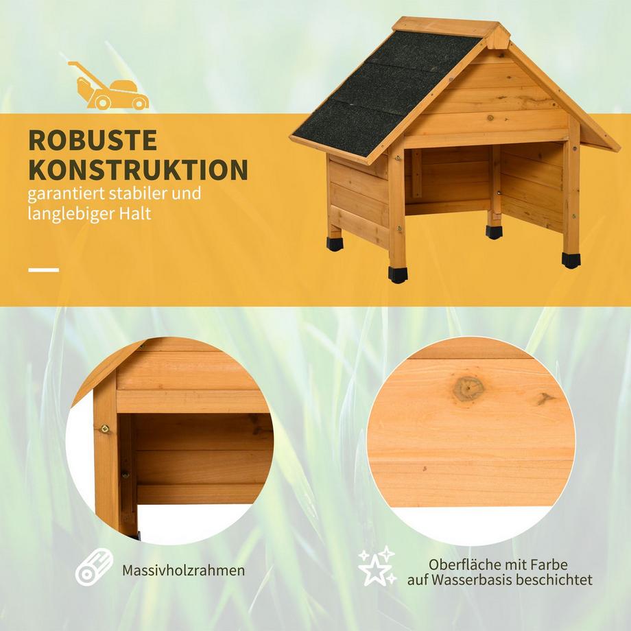 Northio  Holzgarage für Rasenmäher Roboter Mähroboter Carport 75x76x70 cm Gelb, Sonnen- & Regenschutz für Rasenroboter 
