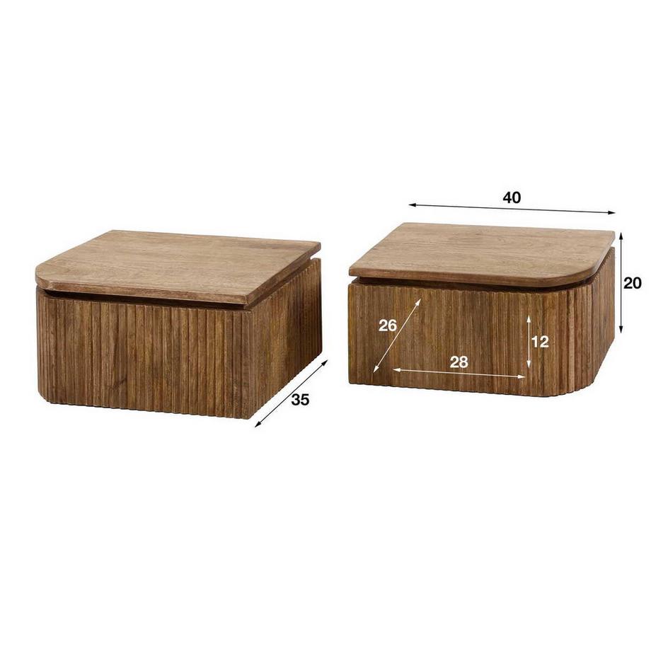 mutoni Table de nuit Wave G/D (lot de 2)  