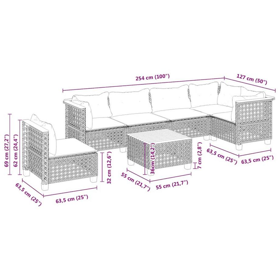VidaXL set divano da giardino Polirattan  