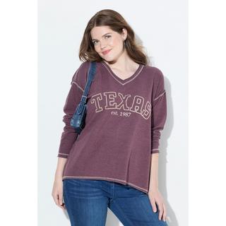 Ulla Popken Felpa Texas Scollo a V Maniche Lunghe  