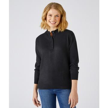 Pull col montant, maille jersey souple.