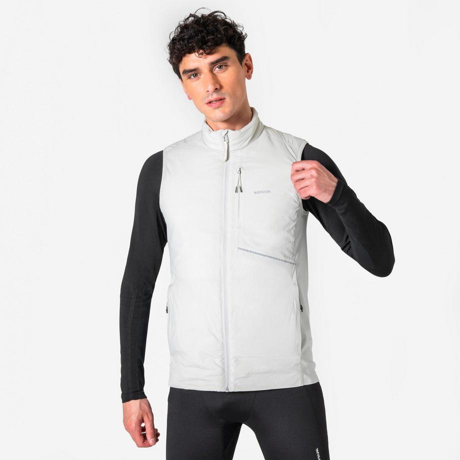 Veste sans manche chaude de running Homme, KIPRUN SL 500 gris