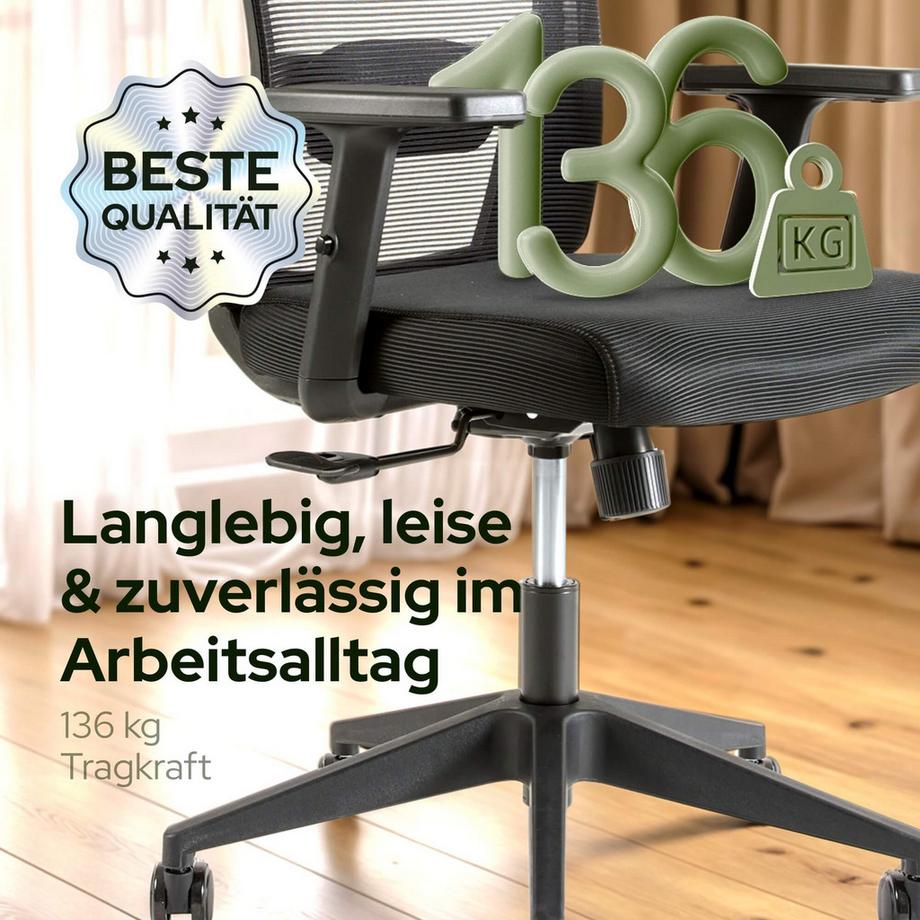 Arebos  Chaise de bureau, chaise de bureau avec appui-tête réglable 