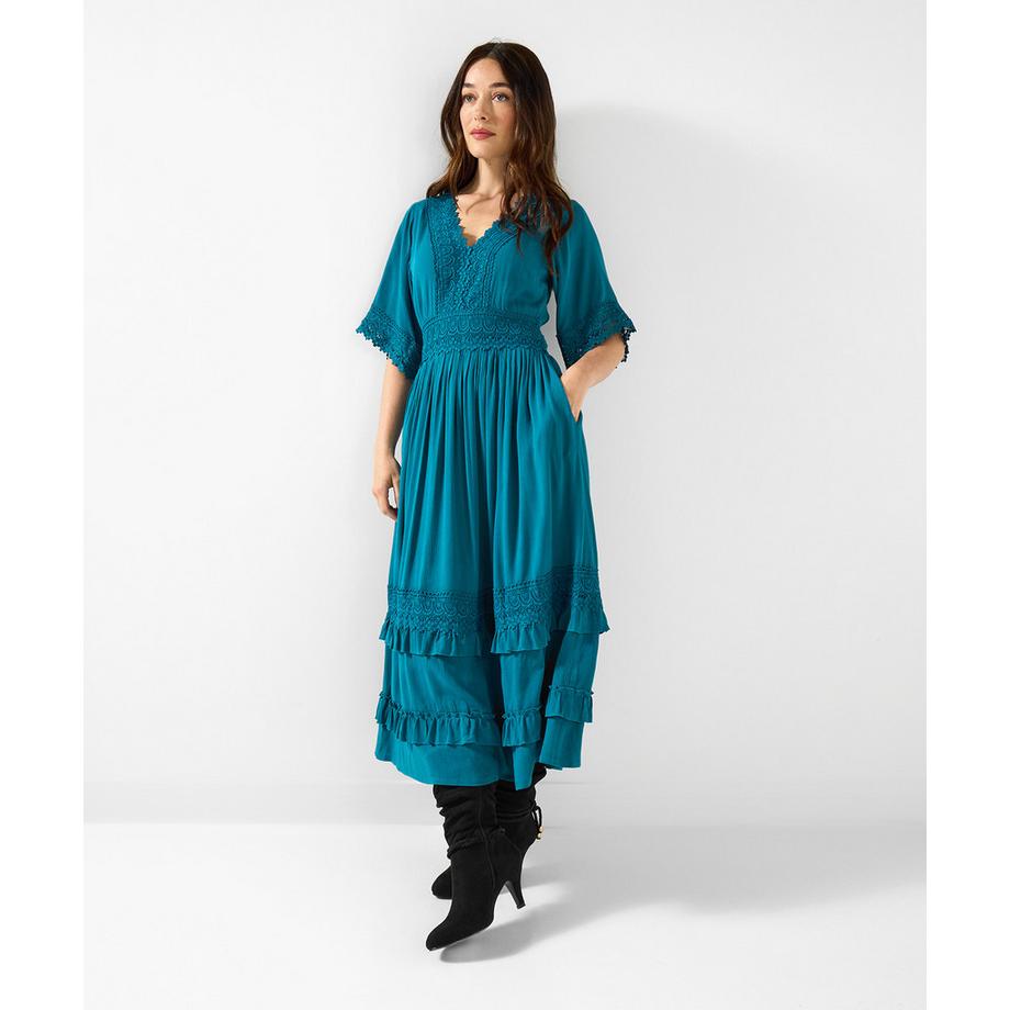 Joe Browns Robe bohème flatteuse en dentelle ourlet asymétrique  