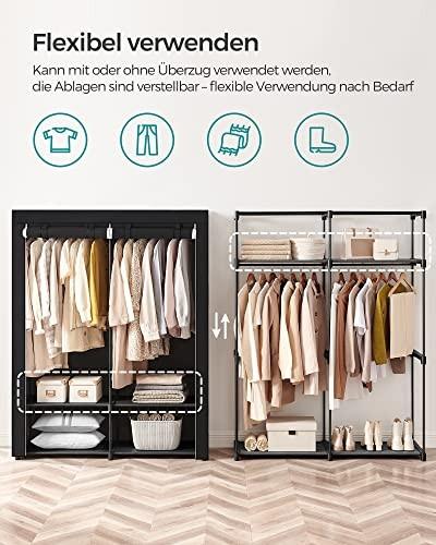 Calicosy Geräumiger Stoffschrank mit Schienen und Regalen, einfache Montage  