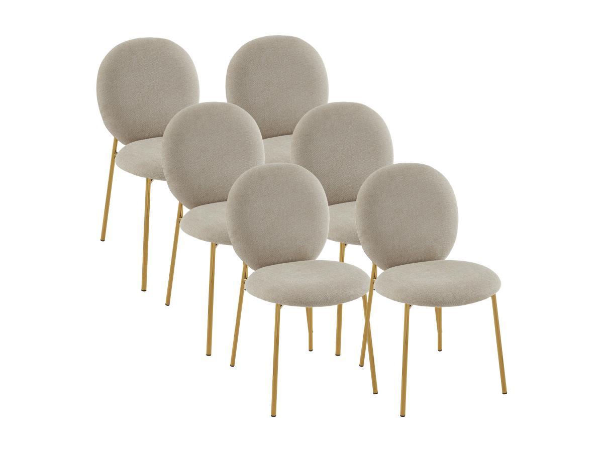 PASCAL MORABITO Lot de 6 chaises en tissu et métal doré - Beige - ASTRENA de Pascal Morabito  