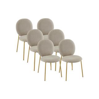 PASCAL MORABITO Lot de 6 chaises en tissu et métal doré - Beige - ASTRENA de Pascal Morabito  