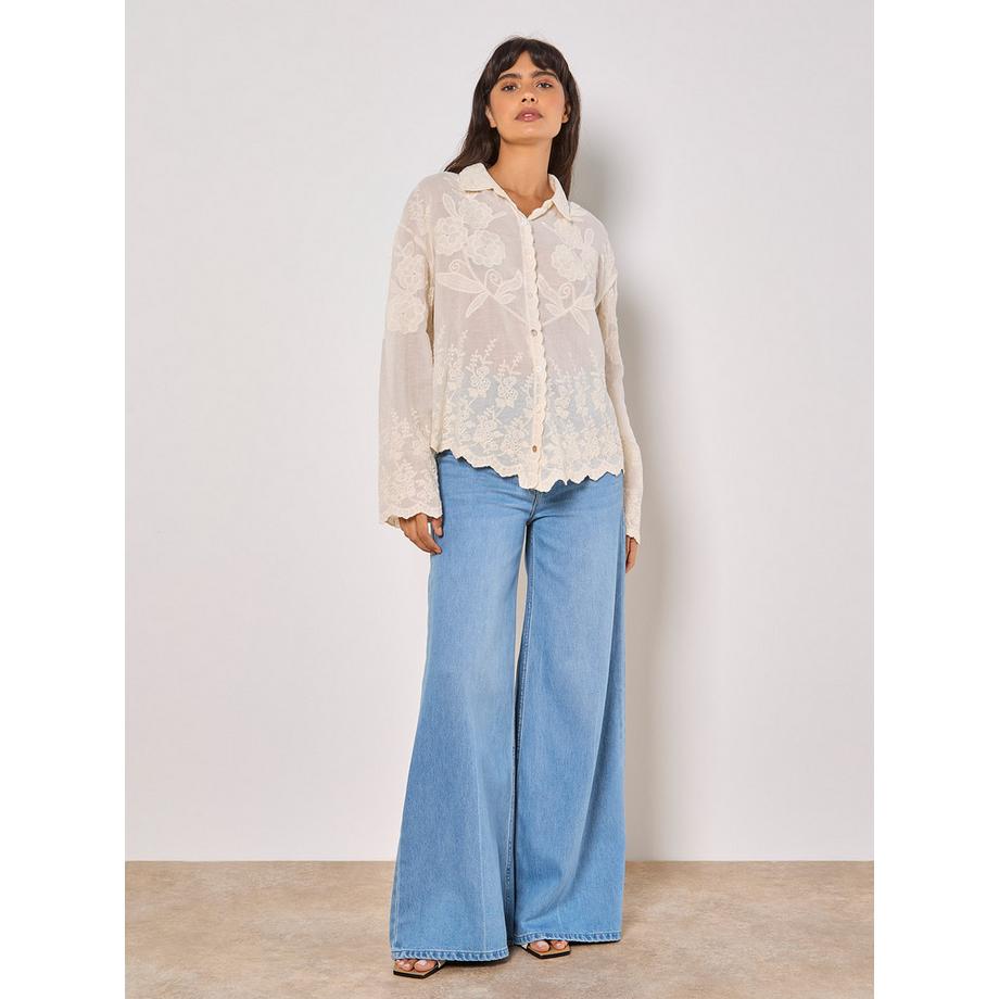 APRICOT Camicia ricamata con orlo smerlato  