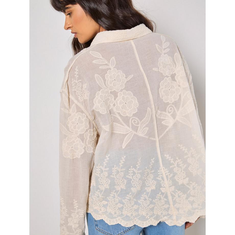 APRICOT Camicia ricamata con orlo smerlato  